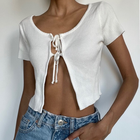 Verge Girl Other - ribbed double tie top